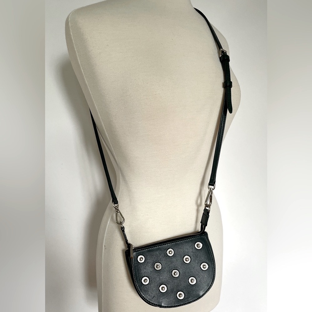 FLYNN // half moon emerald forest green small leather crossbody handbag purse